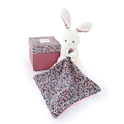 Doudou et Compagnie - Boh'aime DC4020 Pantin konijn roze met knuffeldier – wit – 12 cm – geboortecadeau – mooie geschenkdoos