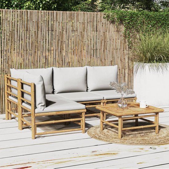 The Living Store Tuinset Bamboe - 4-persoons - Bruin
