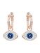 Swarovski Symbolica ringoorbellen, Boze oog, Blauw, Roségoudkleurige toplaag