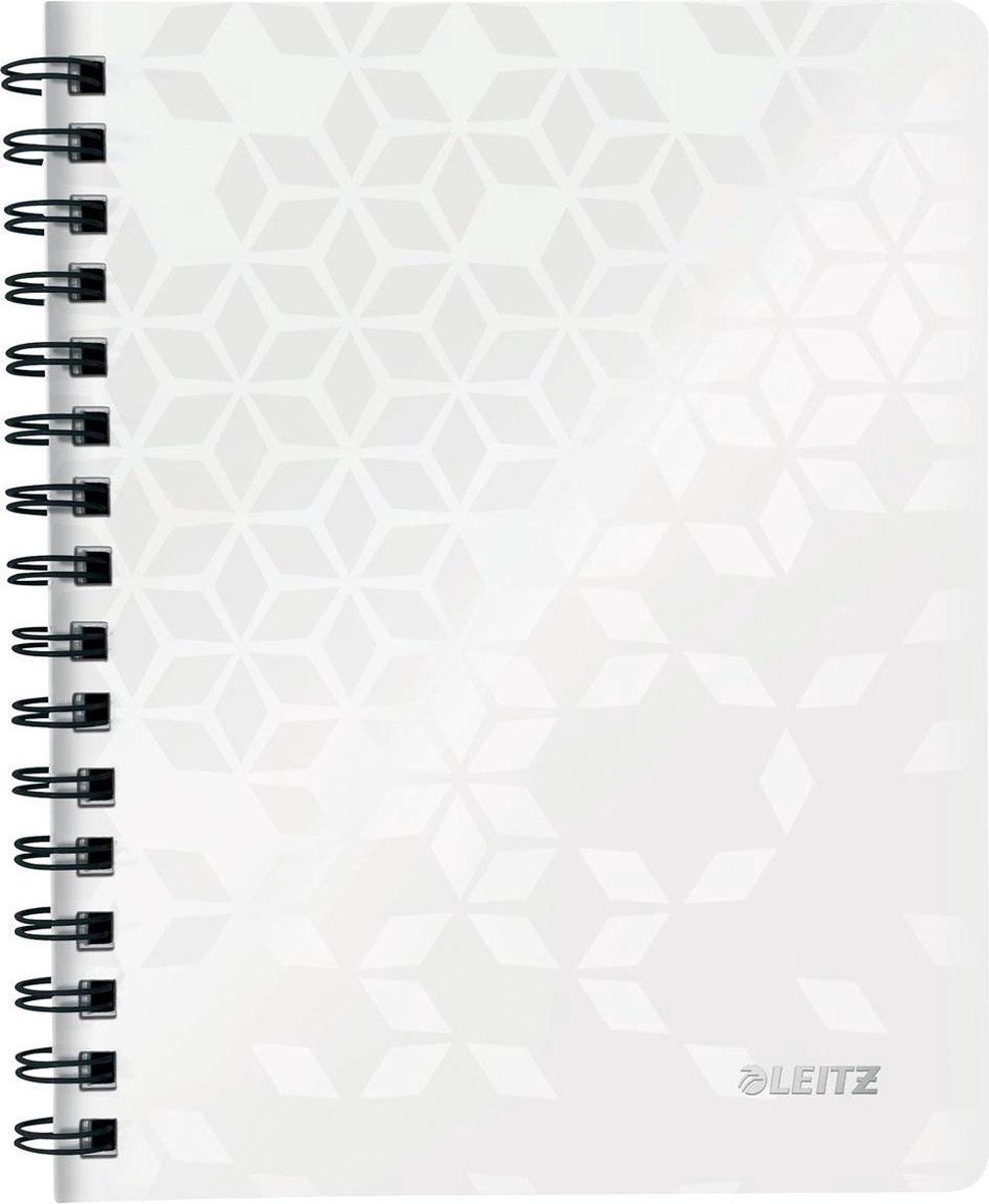 Leitz WOW A5 Notitieboek - Geruit - Spiraalgebonden Met PP Kaft - FSC® Gecertificeerd - Ideaal Voor Thuiskantoor - Wit