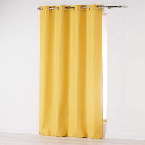 DOUCEUR D'INTERIEUR Absolu gordijn met ogen, microvezel, eenkleurig, polyester, mosterd, 140 cm x 260 cm