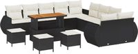 vidaXL Tuinbank Set Zwart/Crèmewit Metaal 1-zitter