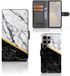 B2Ctelecom Samsung Galaxy S25 Ultra Bookcase Marmer Wit Zwart