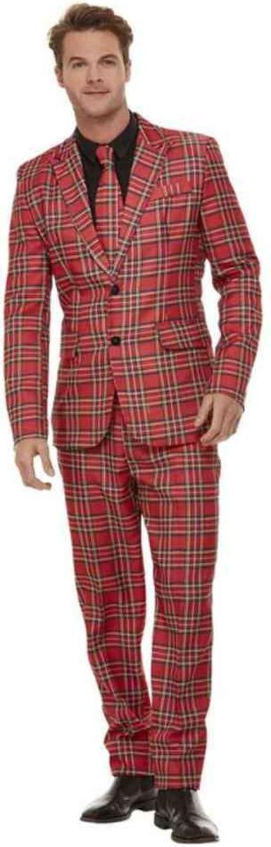 Smiffys Kostuum -M- Tartan Suit Rood