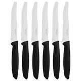 6 Tramontina 6 stuks fruit/tomatenmes set (ronde, zwart)