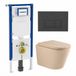 Geberit QeramiQ Dely Toiletset - 36.3x51.7cm - diepspoel - rimless - Geberit UP720 inbouwreservoir - softclose toilet zitting - 35mm - bedieningsplaat antraciet mat - rechthoekige knoppen - mat beige