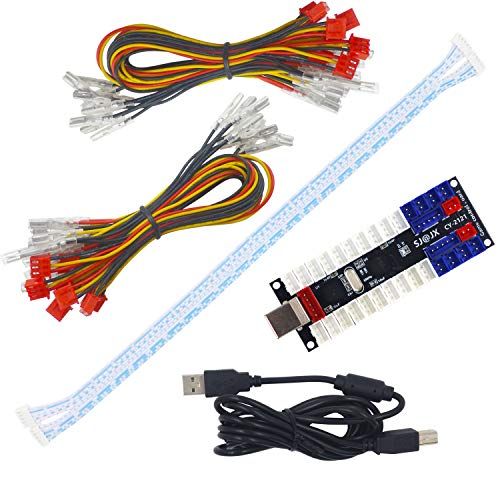 SJ@JX 2 Player LED Arcade USB Encoder Board Zero Delay Game Controller Light DIY Kit for Retro Pie PC MAME Raspberry Pi