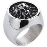 Mendes heren ring Leeuw Edelstaal Zilverkleurig-19mm