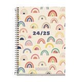 Miquelrius Schoolagenda 2024-2025, september 2024 tot juni 2025, formaat 117 x 174 mm, dagweergave, gerecyclede omslag, Spaans en Engels, gerecycled papier, regenboogdesign