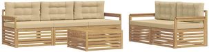 vidaXL Ensemble de canapés d'extérieur, 6 pièces, blanc et beige