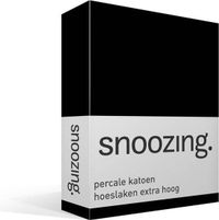Snoozing percale katoen hoeslaken extra hoog - 2-persoons (150x200 cm) - Zwart