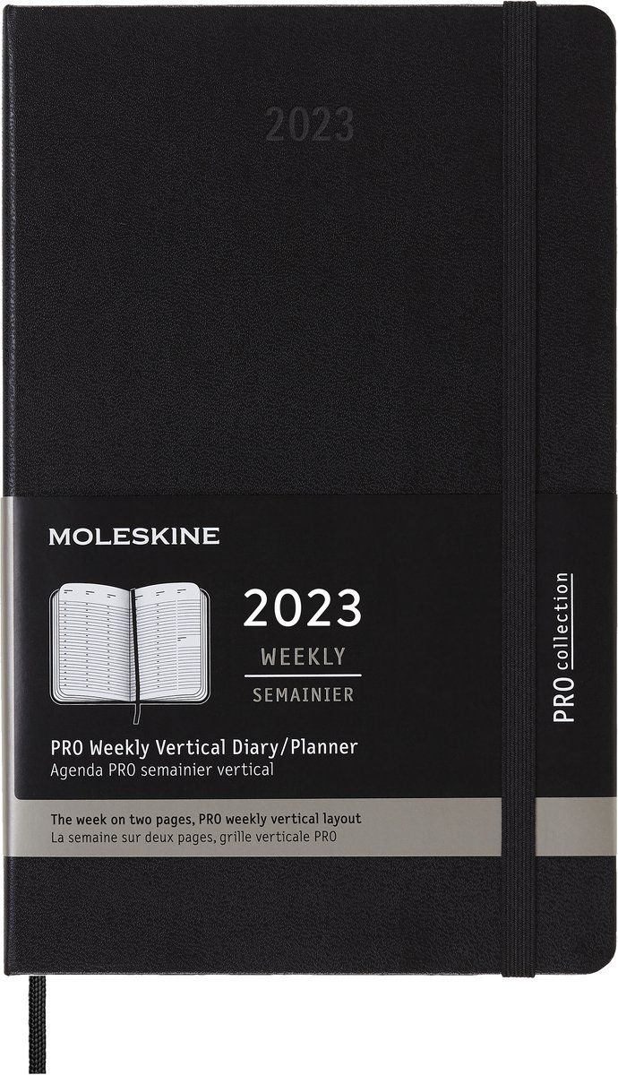 Moleskine 12 Maanden Agenda 2023 - Professional Wekelijks - Verticaal Large - Zwart