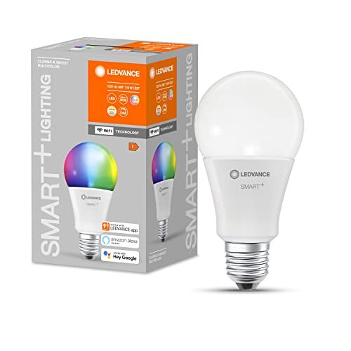 Ledvance Slimme LED-lamp met WiFi-technologie, E27-basis, dimbaar, lichtkleur instelbaar (2700-6500K), RGB-kleuren instelbaar, vervangt gloeilampen van 100 W, SMART+ WiFi Classic Multicolour, 4-pak
