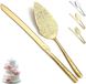 Set de couteaux à gâteau de mariage sans marque - 2 pièces - Acier inoxydable - Placage or titane