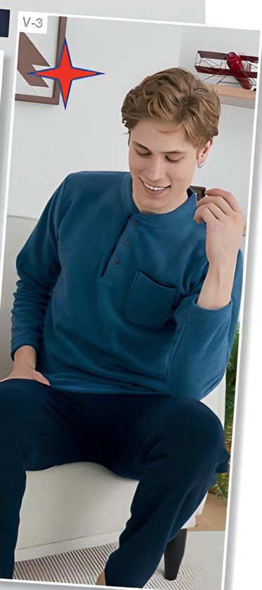Fleece Winter Heren Huispak Bastiaan - Indigo - XXL - 100% Katoen