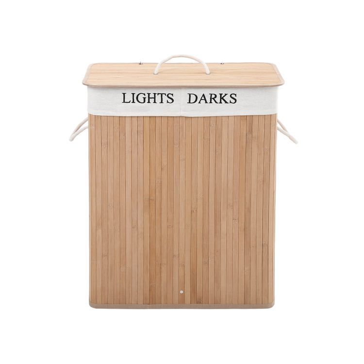 Songmics LCB64Y Wasmand - 63 x 52 x 32 cm - Katoen/Bamboe - Rechthoekig