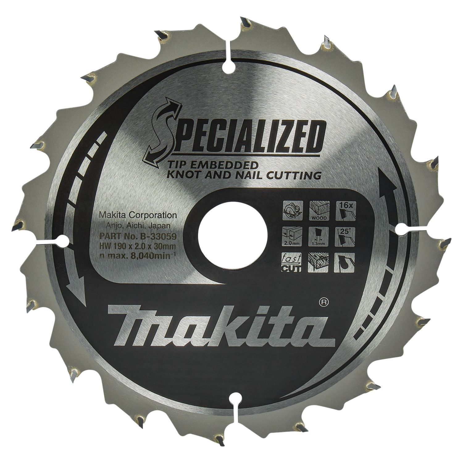 B-33059 Cirkelzaagblad voor Hout | Ø 190mm | 16T