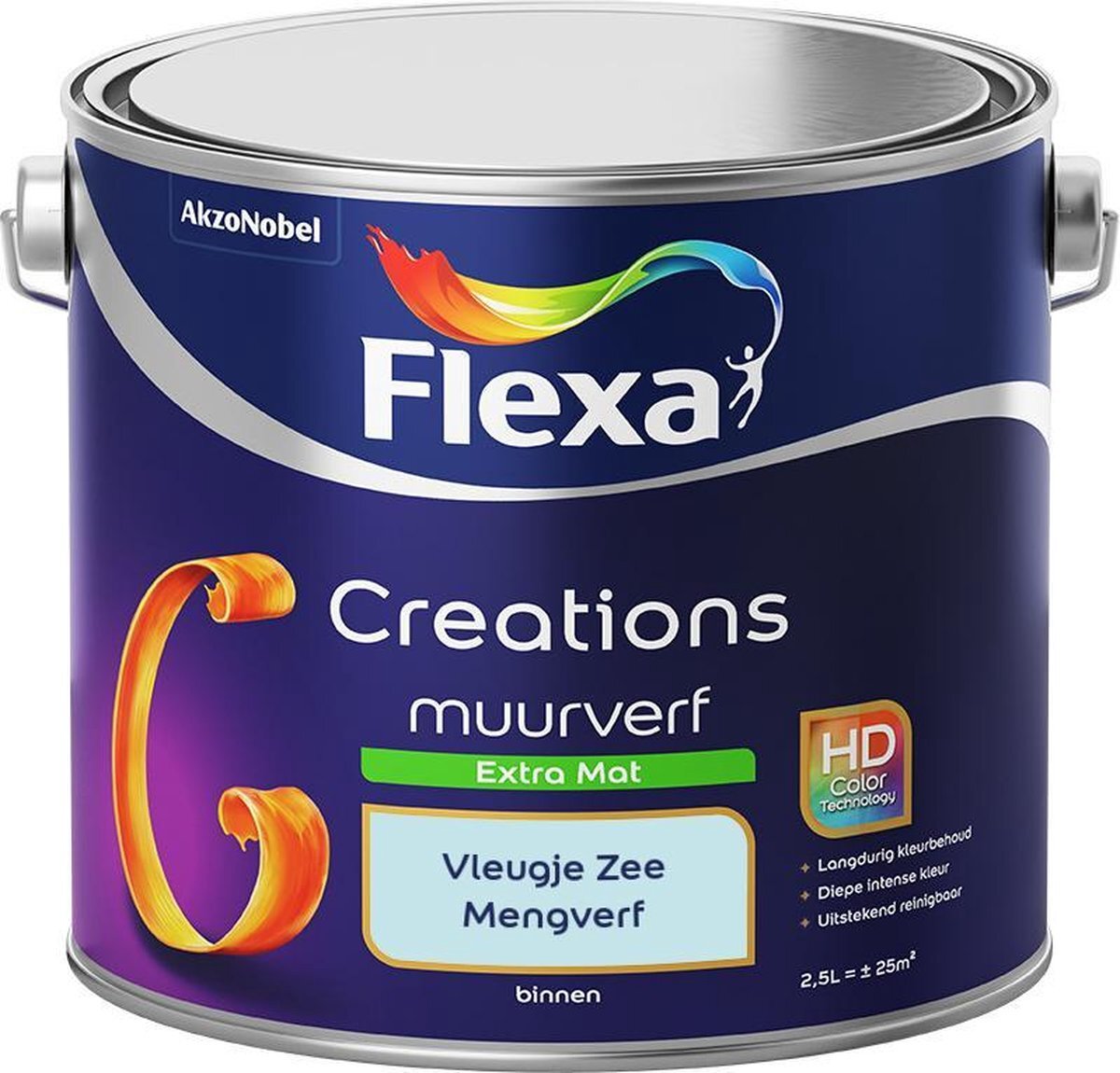 FLEXA Creations Muurverf - Extra Mat - Mengkleuren Collectie - Vleugje Zee - 2,5 liter