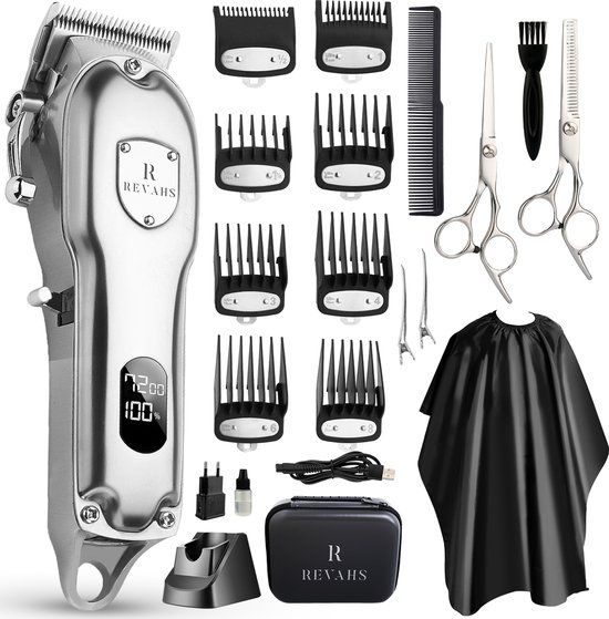 Revahs Professionele Draadloze Tondeuse en Baardtrimmer - Zilver - USB Oplader - 2 Jaar Garantie