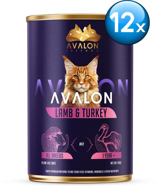 AVALON PETFOOD Avalon Cat Lamb & Turkey - Kattenvoer - 12 x 410 gr