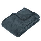 Atmosphera Fleece deken of plaid harig - donkergrijs/blauw - 130 x 180 cm - polyester - Bankdeken - Fleece plaid