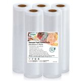 YISH Vacuümzakken, voor levensmiddelen, vacuümfolierollen, vacuümfolie, vacuümzakken, folierollen voor vacuümverpakker, sous vide zakjes, BPA-vrij, 5 rollen, 28 x 300 cm