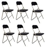 La Silla Española - Set van 6 klapstoelen van aluminium met zitting en rugleuning van PVC, model Sevilla, zwart, 78 x 43,5 x 46 cm