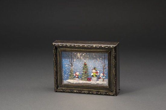 Konstsmide LED Watergevuld Fotoframe - Sneeuwpop - 19.5x24.5cm - Batterij - Timer