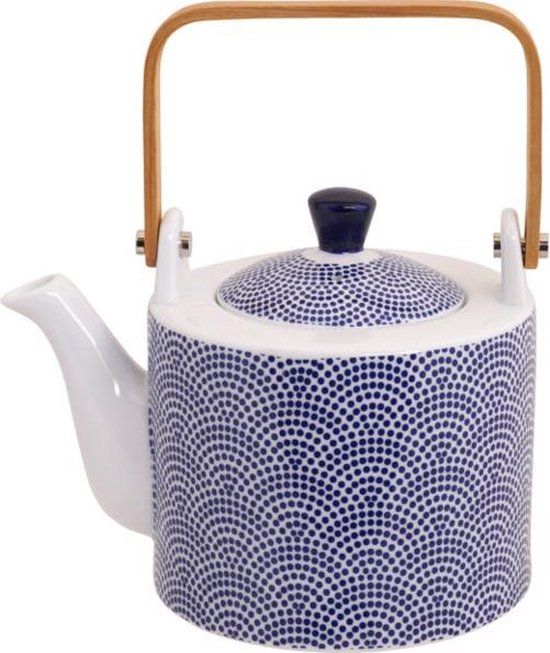 Tokyo Design Studio Nippon Blue Theepot - 0.8L - Porselein - Blauw/Wit - Met Theefilter