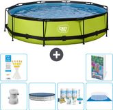 EXIT Toys EXIT Rond Lime Frame Zwembad - 360 x 76 cm - Inclusief Pomp - Afdekzeil - Onderhoudspakket - Grondzeil - 7-delig