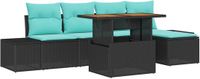 vidaXL Tuin Eettafel Set 6-delig Zwart en Blauwgroen