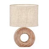 Fischer & Honsel Hanke Tafellamp, houtkleur, lampenkap van linnen en zand, lengte 20 cm, breedte 13 cm, hoogte 31 cm, met koordschakelaar, 1 x E14, max. 25 W, 50609