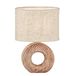 Fischer & Honsel Hanke Tafellamp, houtkleur, lampenkap van linnen en zand, lengte 20 cm, breedte 13 cm, hoogte 31 cm, met koordschakelaar, 1 x E14, max. 25 W, 50609