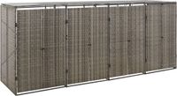 vidaXL Containerberging viervoudig poly rattan grijs
