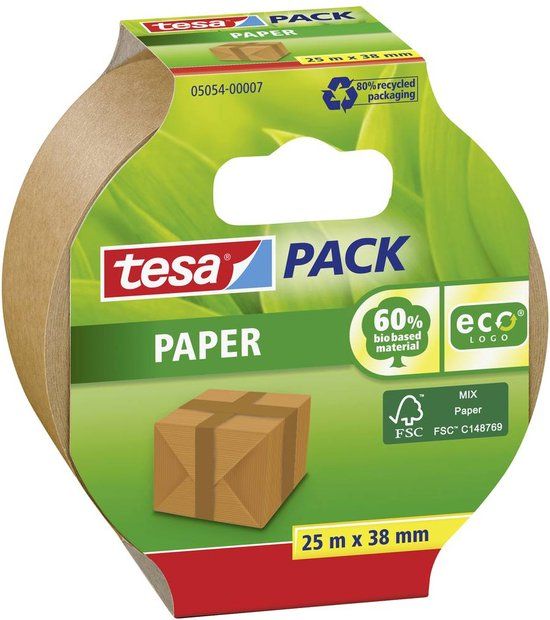 tesa Verpakkingstape Papier - Bruin - 3.8cm x 25m