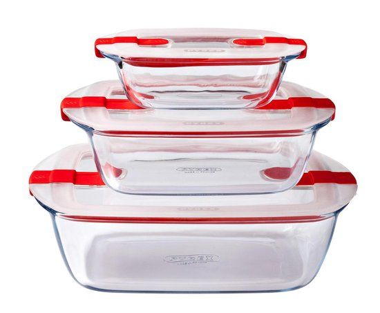 Pyrex Cook & Heat - Rechthoekige Schaal met Deksel - 23 x 15 cm - Transparant
