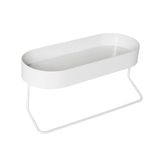 Honey-Can-Do Wandgemonteerde badkamerplank met handdoekstang en ovale bovenbak, wit, staal, 4,5 kg