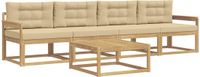 vidaXL - Bank loungeset - 4 zitplekken - Wit en Beige - Acacia hout