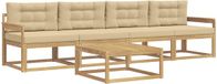 vidaXL - Salon d'angle - 4 places - Blanc et Beige - Bois d'acacia