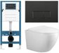 Adema Salina 2.0 Toiletset - 48.5x36x32cm - diepspoel - spoelrandloos - QeramiQ inbouwreservoir - softclose - quickrelease - toiletzitting - mat zwarte metalen bedieningsplaat - rechthoekige knoppen - wit
