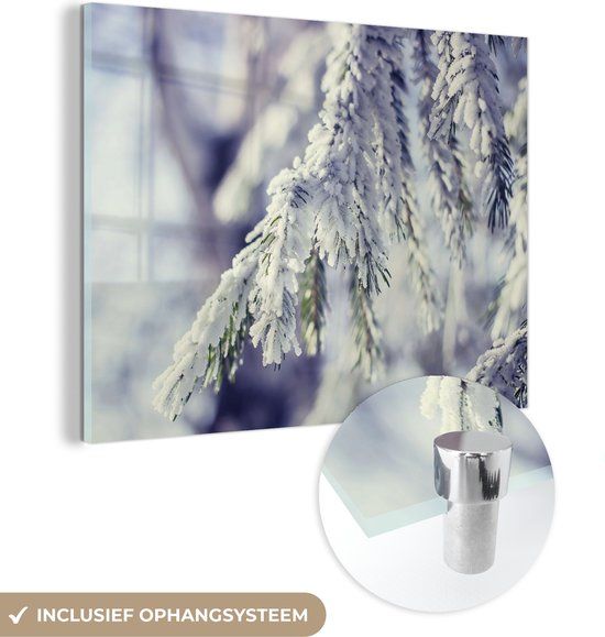 MuchoWow® Glass Painting 40x30 cm - Acrylic Glass Painting - Winter - Pine Tree - Snow - Rural - Photo on Glass - Paintings