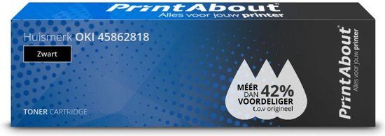 PrintAbout Toner 45862818 Zwart | Huismerk | 16.500 pagina's | Compatibel met OKI MC873