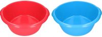 Merkloos / Sans marque 2x Afwasteil blauw / rood 15 L - camping afwasbakken