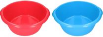 Merkloos / Sans marque 2x Afwasteil blauw / rood 15 L - camping afwasbakken