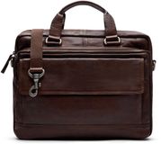 Manfield - 16 inch bruine leren laptoptas