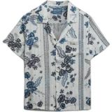 Superdry Beach Printed Overhemd met Korte Mouwen Crème