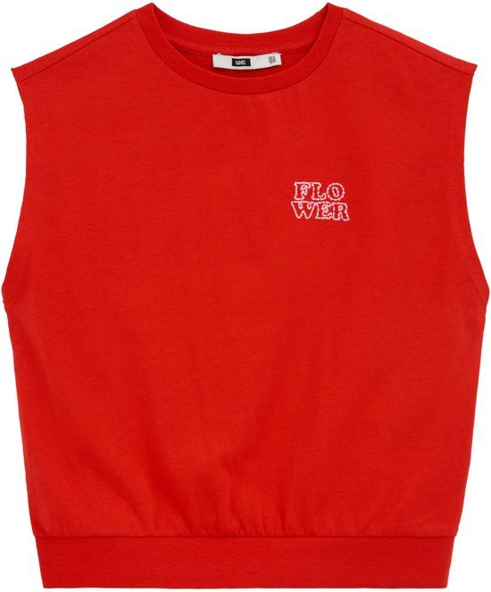 WE Fashion Meisjes singlet met embroideries - Maat 110/116 - Katoen - Rood