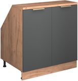 Vicco R-Line Keukenkast voor schuine wand – 80 cm met 2 deuren, kastromp 60 cm diepte Antraciet-goud