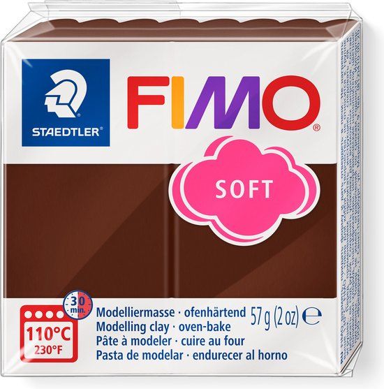 FIMO soft 8020 - ovenhardende boetseerklei - standaard blokje 57g - Chocolade