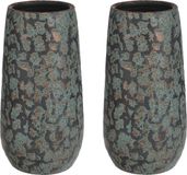 Mica Decorations Vaas Clemente - 2x - 35 x 17 cm - vert/cuivre - céramique - vase